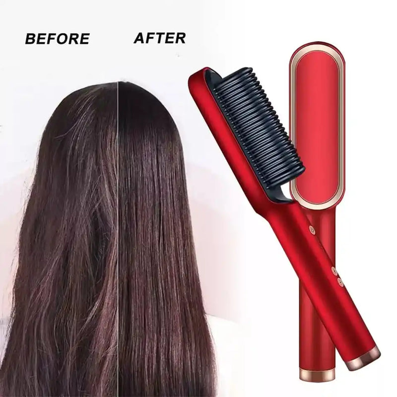 Escova De Cabelo Elétrica 3 em 1 Pente De Aquecimento Para Alisador Bivolt Utensílio de cabelo