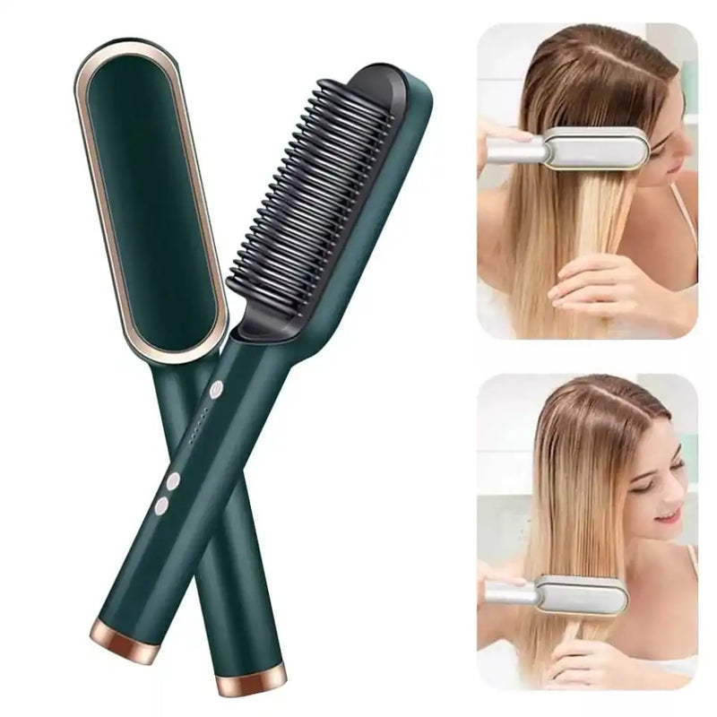 Escova De Cabelo Elétrica 3 em 1 Pente De Aquecimento Para Alisador Bivolt Utensílio de cabelo