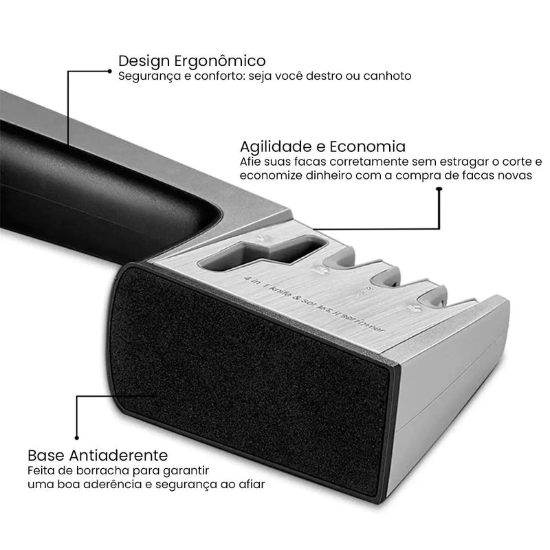 Afiador de Facas Multifuncional 4 em 1
