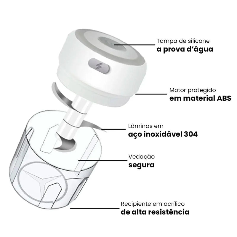 Mini Processador de Alimentos Elétrico Portátil Processa Fácil