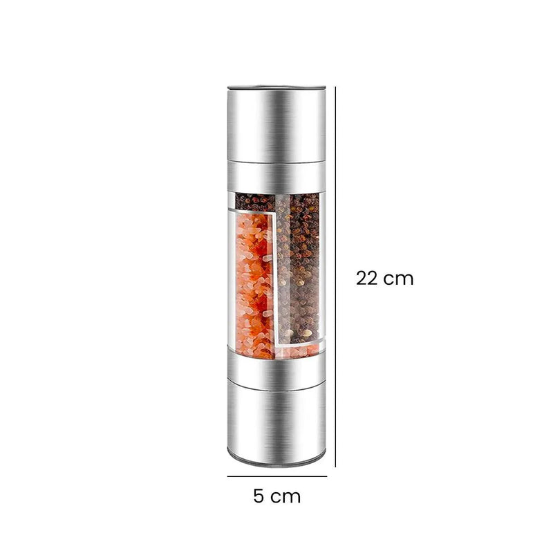 Moedor de Pimenta e Tempero Manual 2 em 1 Inox