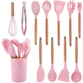 Kit Utensílios de Silicone para Cozinha 12 Peças Cabo Madeira